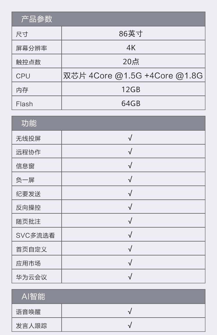 華為會議平板價格 智慧大屏投影音視頻終端 企業(yè)智慧屏IdeaHub Pro 86